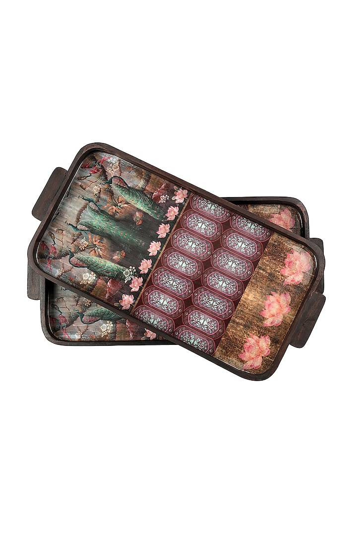 Wine Peacock Oversized Trays (Set of 2) by Artychoke at Pernia's Pop Up Shop