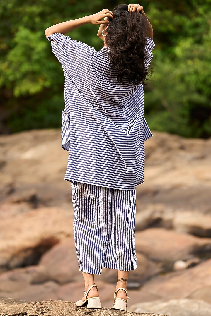 Multi-Colored Rayon & Nylon Striped Co-Ord Set by Dash and Dot at Pernia's Pop Up Shop