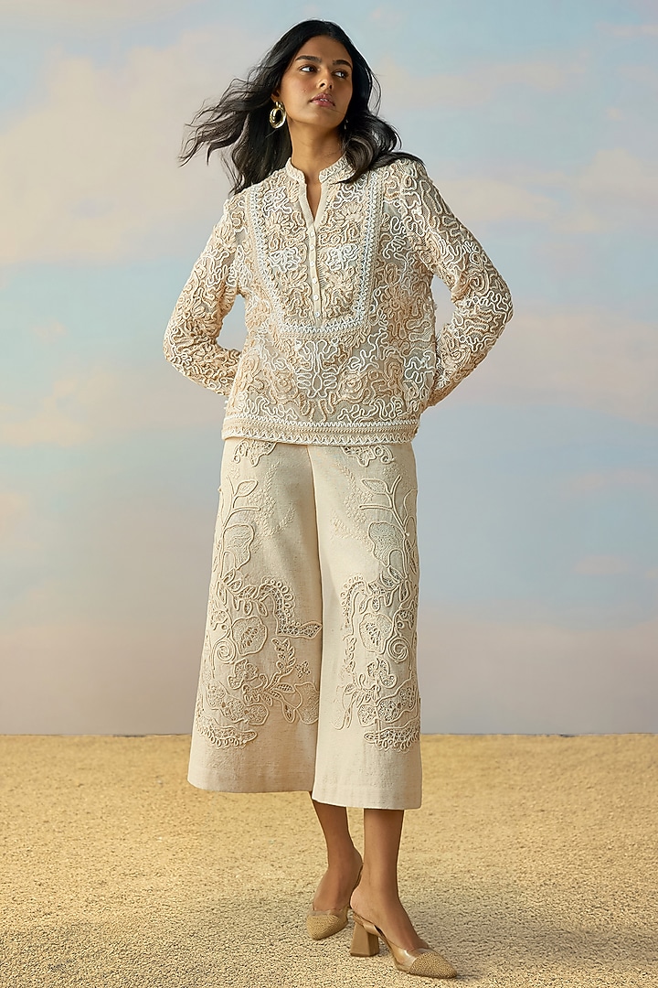 Pearlescent Ivory Organic Cotton Co-Ord Set by Dash and Dot at Pernia's Pop Up Shop