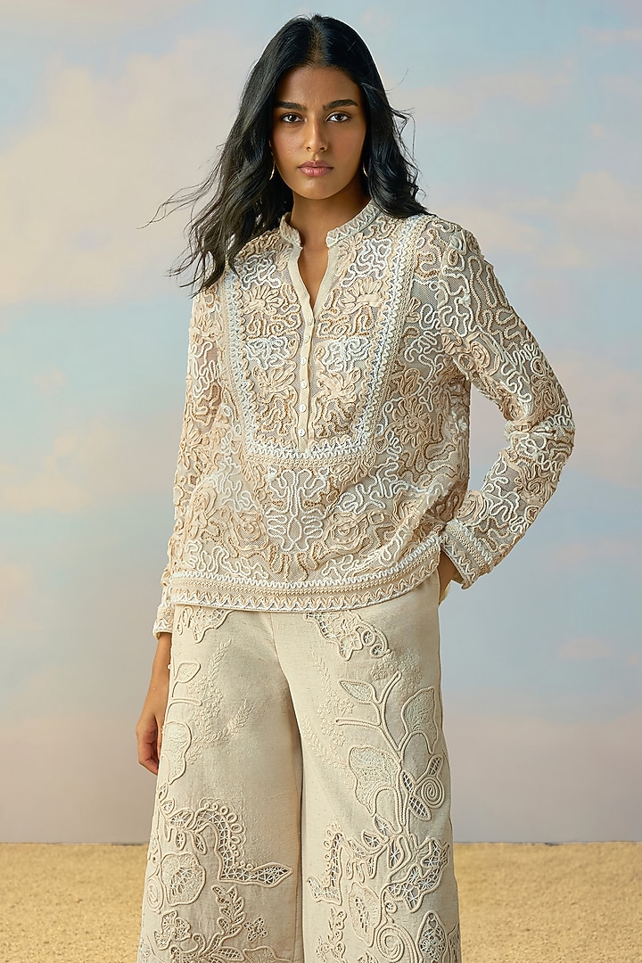 Pearlescent Ivory Organic Cotton Co-Ord Set by Dash and Dot at Pernia's Pop Up Shop