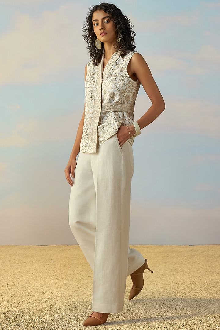 Ivory Viscose & Linen Co-Ord Set by Dash and Dot at Pernia's Pop Up Shop