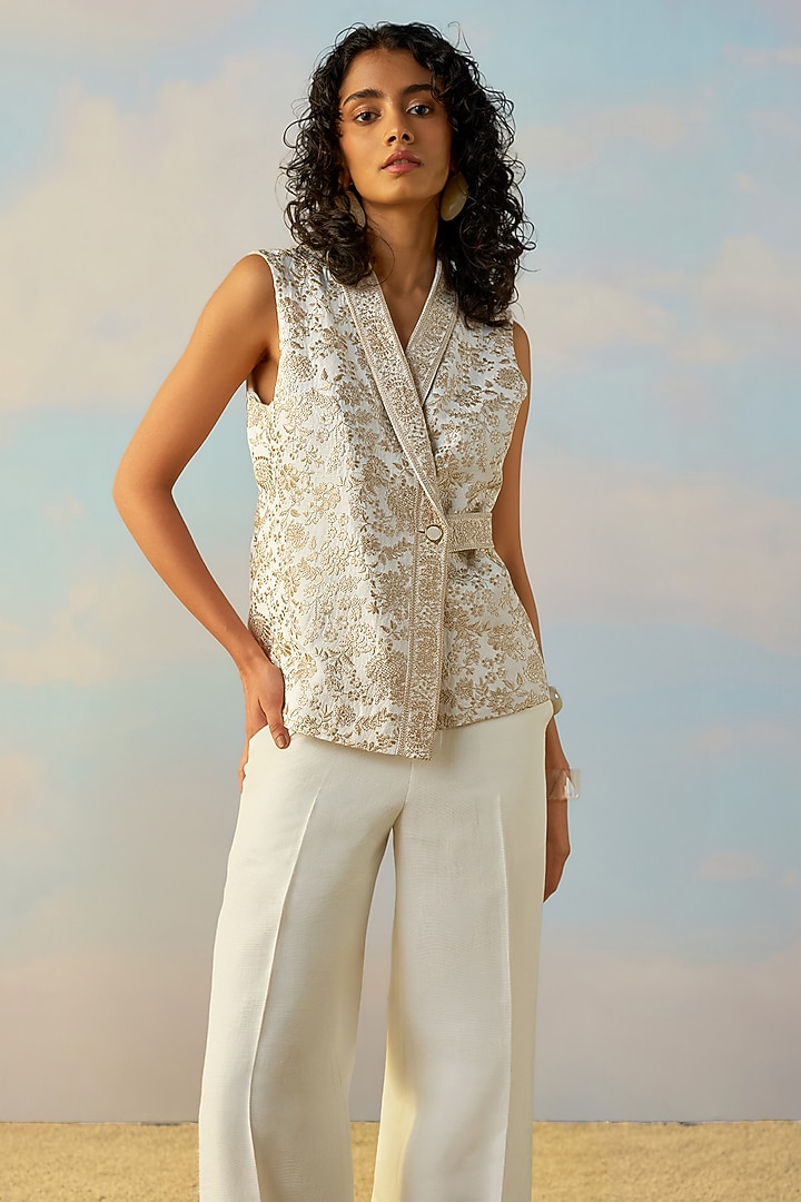 Ivory Viscose & Linen Co-Ord Set by Dash and Dot at Pernia's Pop Up Shop