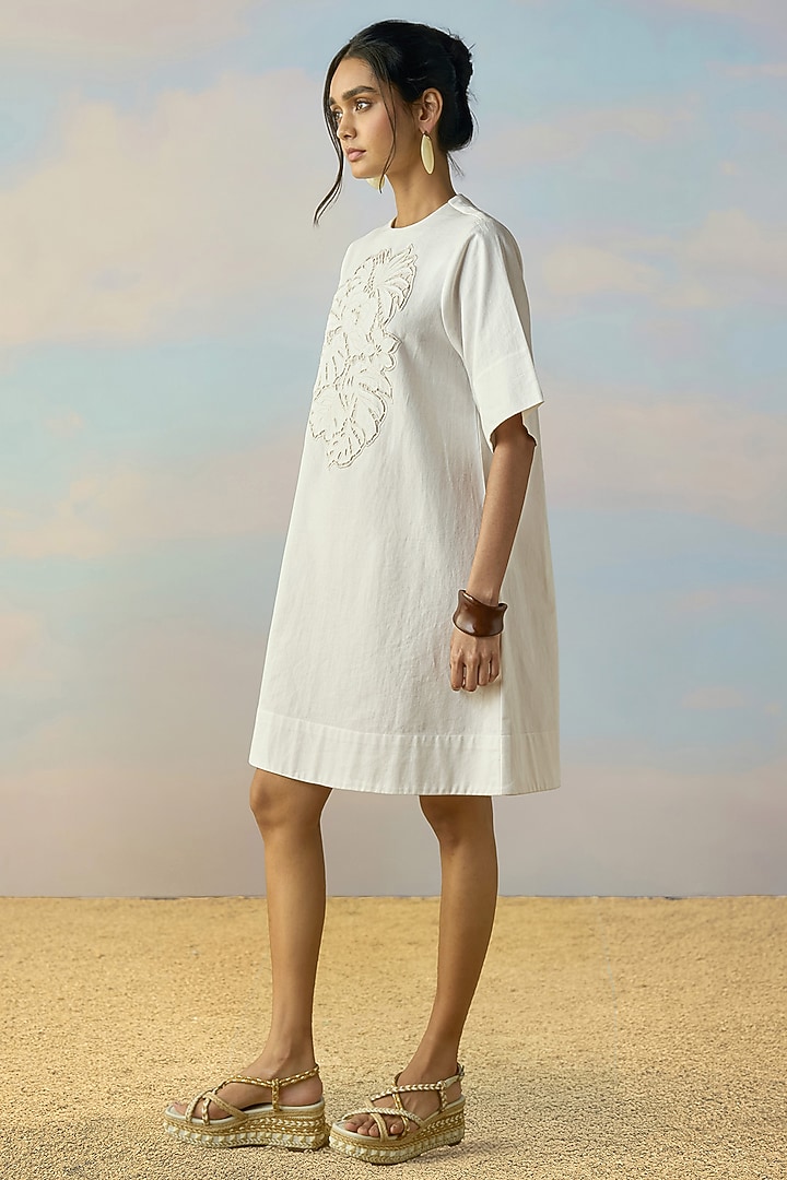 Ivory Organic Cotton Cutwork Mini Summer Dress by Dash and Dot at Pernia's Pop Up Shop