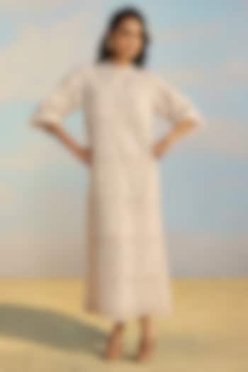 Pearlescent Ivory Organic Cotton Maxi Vacation Dress by Dash and Dot at Pernia's Pop Up Shop