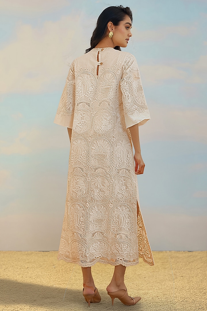 Pearlescent Ivory Organic Cotton Maxi Vacation Dress by Dash and Dot at Pernia's Pop Up Shop