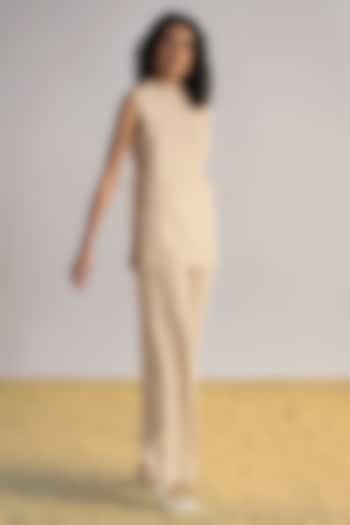 Beige Silk & Linen Pants by Dash and Dot at Pernia's Pop Up Shop