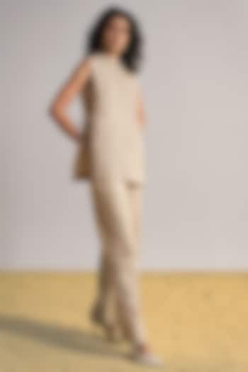 Beige Modal & Silk Co-Ord Set by Dash and Dot at Pernia's Pop Up Shop