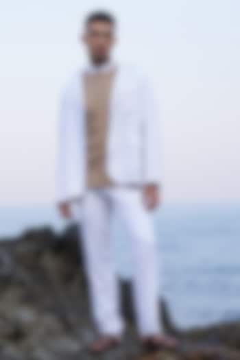 White Organic Cotton Straight Pants by Dash and Dot Men at Pernia's Pop Up Shop