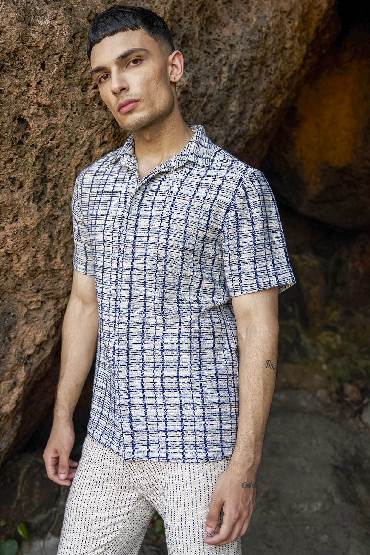 Black Cotton Checkered Summer party Shirt by Dash and Dot Men at Pernia's Pop Up Shop