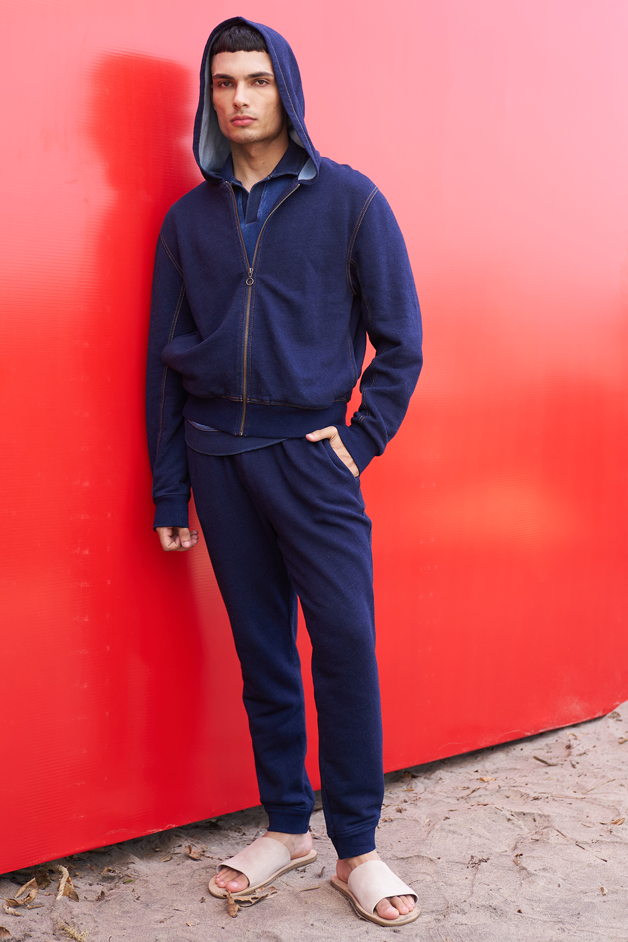 Indigo Cotton Joggers by Dash and Dot Men