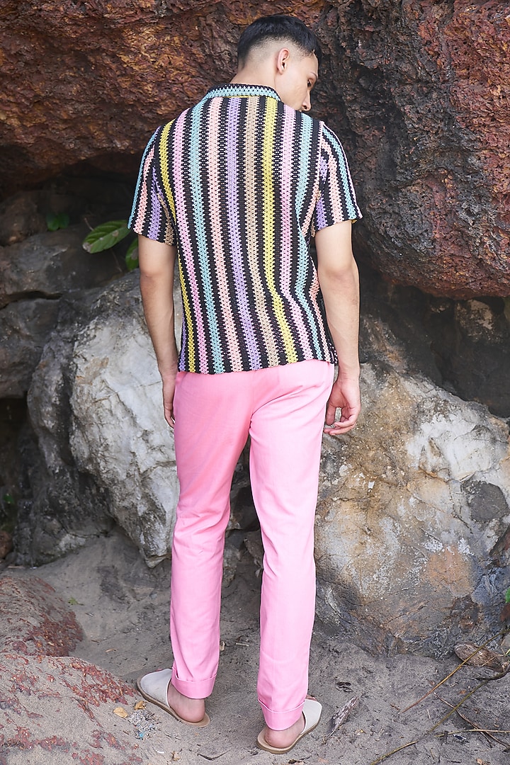 Pink Cotton Twill Pants by Dash and Dot Men at Pernia's Pop Up Shop
