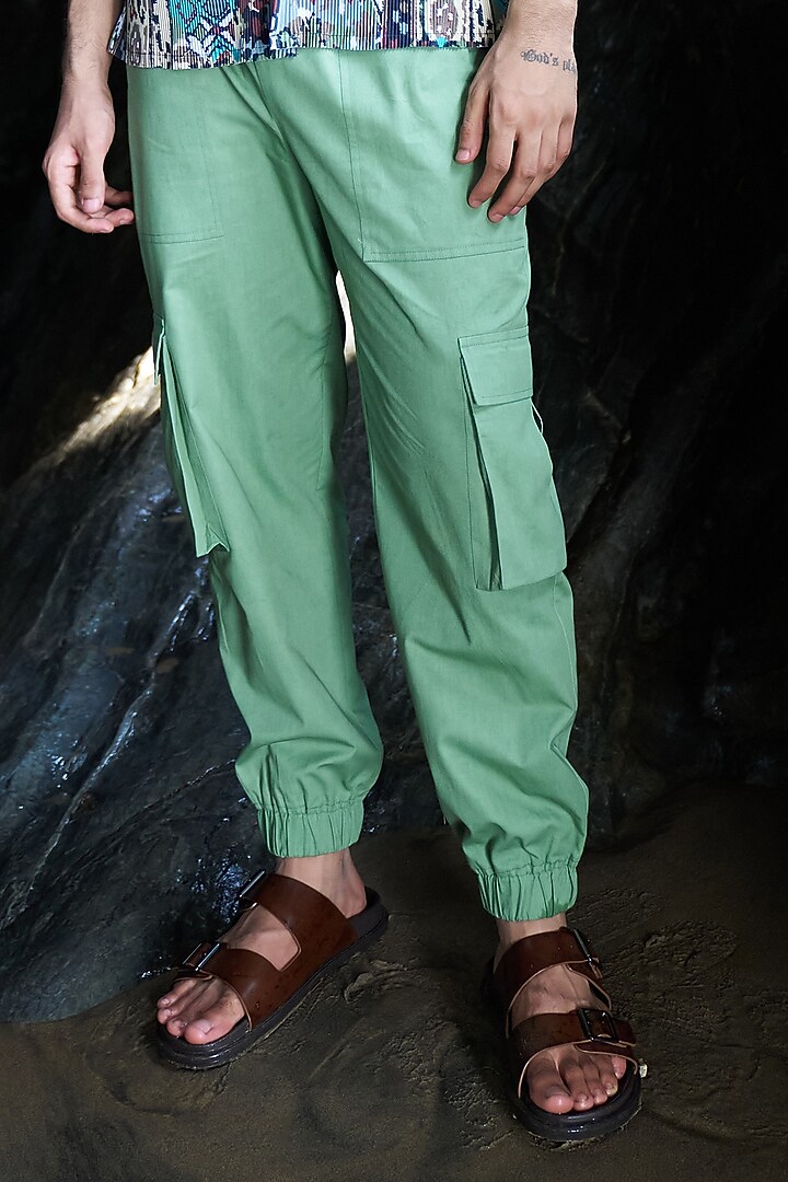 Washed Green Organic Cotton Joggers by Dash and Dot Men at Pernia's Pop Up Shop