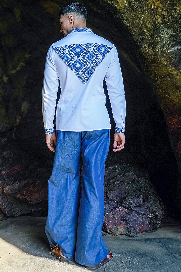 White Cotton Poplin Summer Shirt by Dash and Dot Men at Pernia's Pop Up Shop
