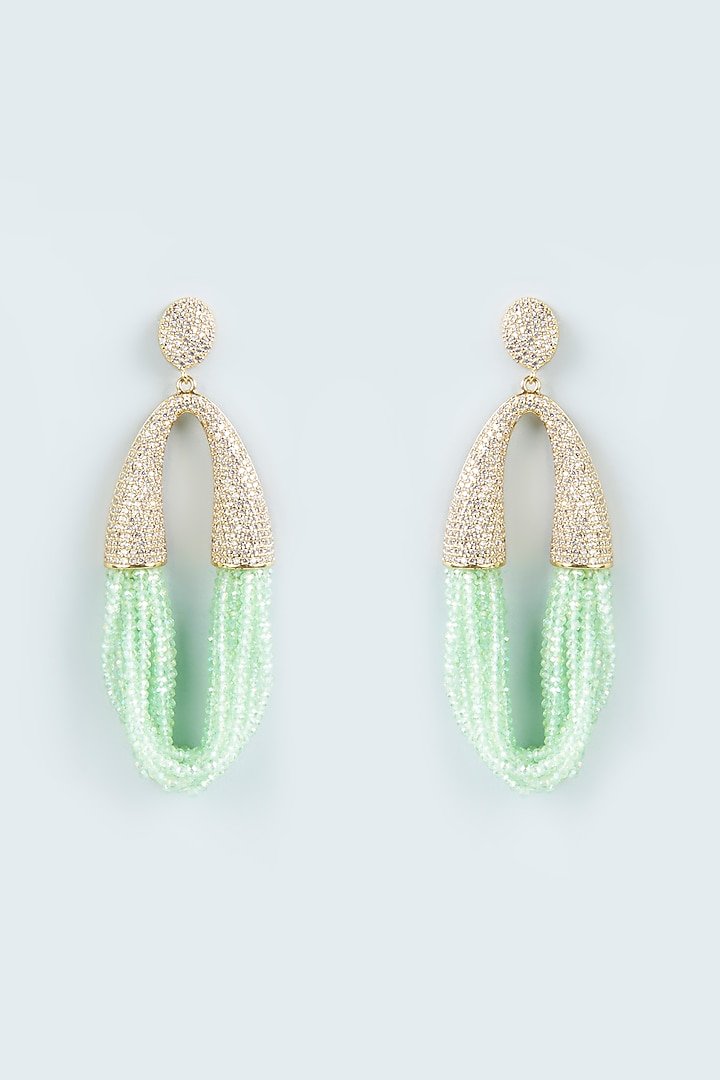 Sea Green Crystal Dangler Earrings by Desi Bijouu