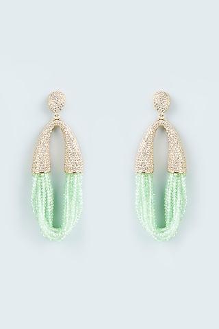 Sea Green Crystal Dangler Earrings by Desi Bijouu
