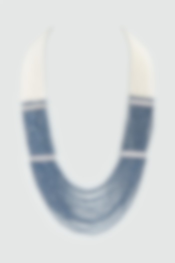 Watery Blue Kidiya Moti Pearls & Zircons Long Necklace by Desi Bijouu at Pernia's Pop Up Shop