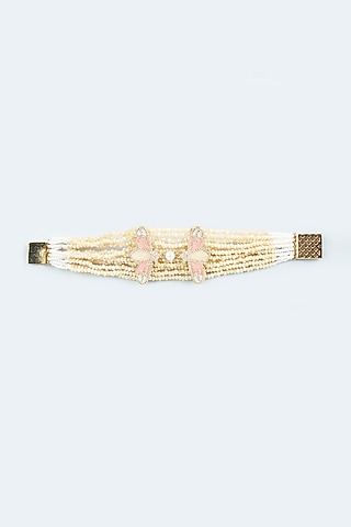Cream Beaded Bracelet by Desi Bijouu