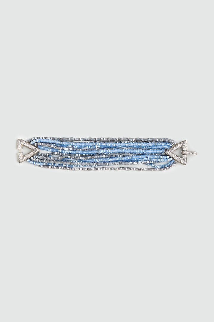 Watery Blue & Grey Crystal Bracelet by Desi Bijouu at Pernia's Pop Up Shop