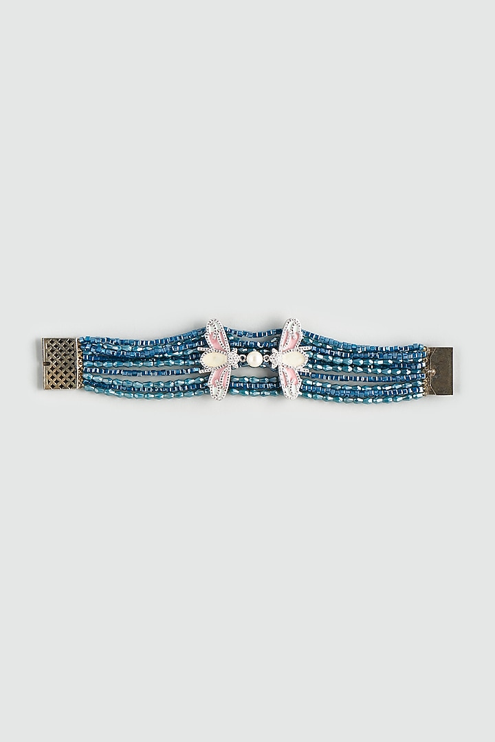 Blue Zircon Butterfly Bracelet by Desi Bijouu