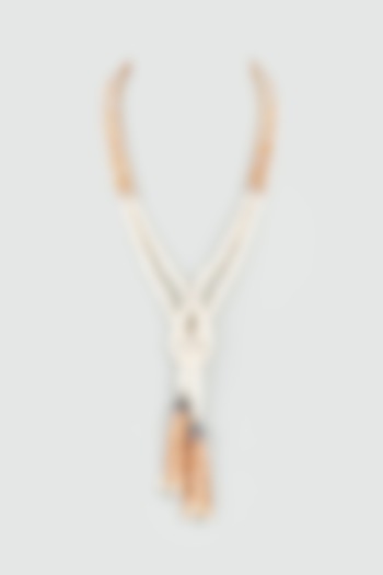 Orange & White Pearl Necklace by Desi Bijouu