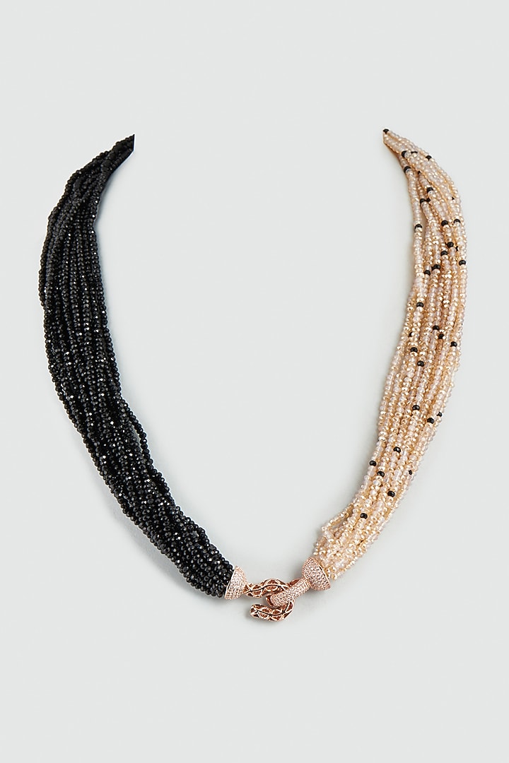 Black & Brown Beaded Necklace by Desi Bijouu at Pernia's Pop Up Shop