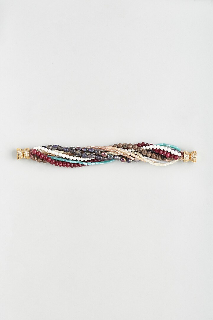 Multi-Colored Beaded Twisted Bracelet by Desi Bijouu