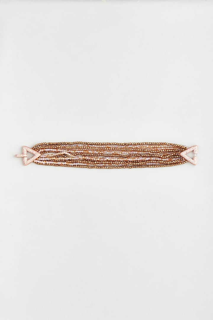 Brown Crystals Beaded Bracelet by Desi Bijouu