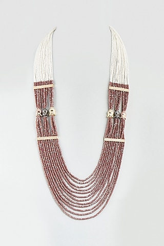 Brown Crystals & Kidiya Moti Necklace by Desi Bijouu