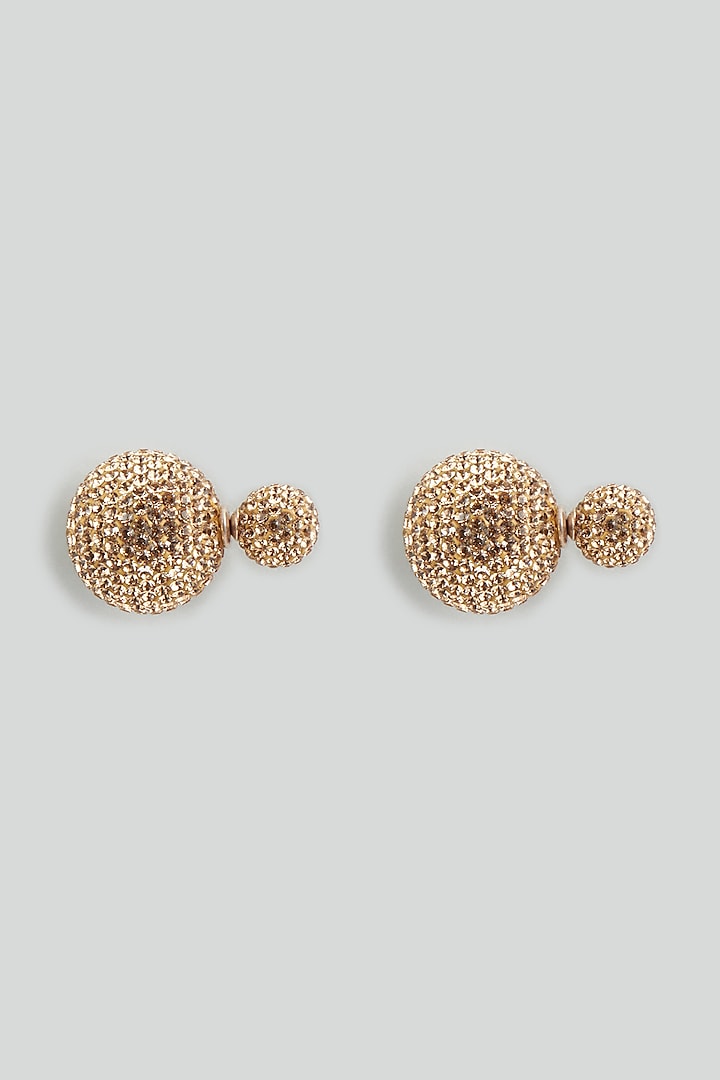 Gold Swarovski Stud Earrings by Desi Bijouu