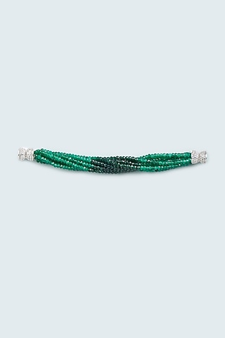 Green Shaded Beaded Bracelet by Desi Bijouu