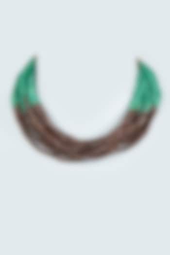 Brown & Green Beaded Mala by Desi Bijouu at Pernia's Pop Up Shop