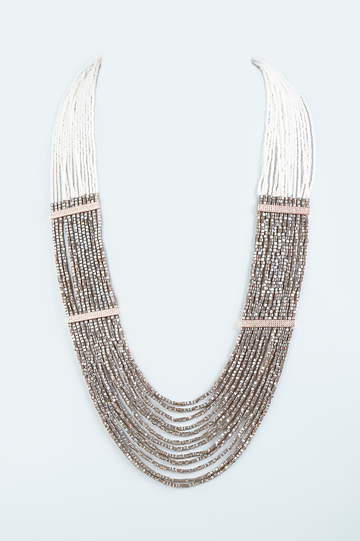 Light Brown Beaded Necklace by Desi Bijouu at Pernia's Pop Up Shop