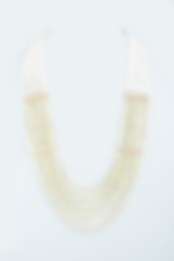 Beige Beaded Necklace by Desi Bijouu at Pernia's Pop Up Shop