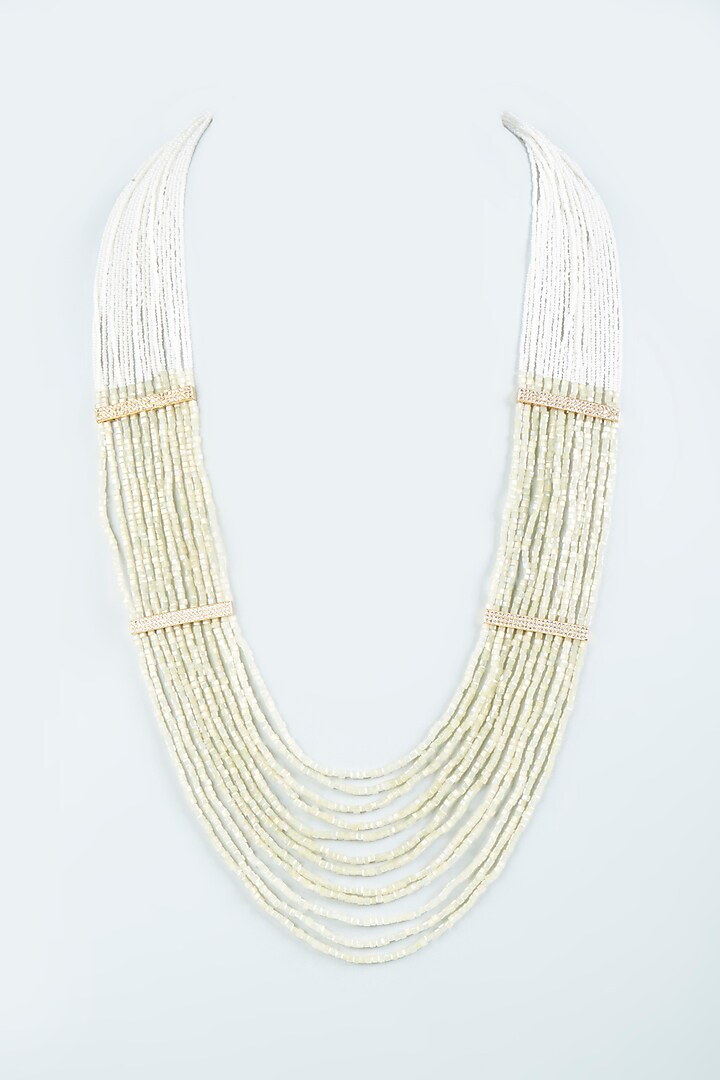 Beige Beaded Necklace by Desi Bijouu at Pernia's Pop Up Shop