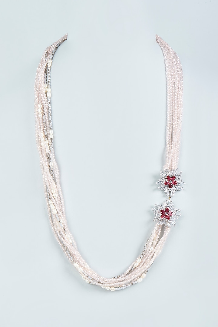 Light Pink Beaded Mala by Desi Bijouu at Pernia's Pop Up Shop