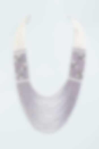 Purple & White Beaded Necklace by Desi Bijouu at Pernia's Pop Up Shop