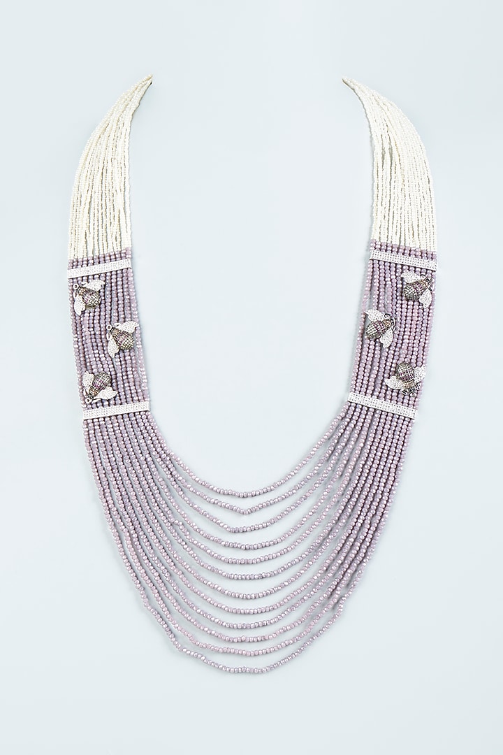 Purple & White Beaded Necklace by Desi Bijouu at Pernia's Pop Up Shop