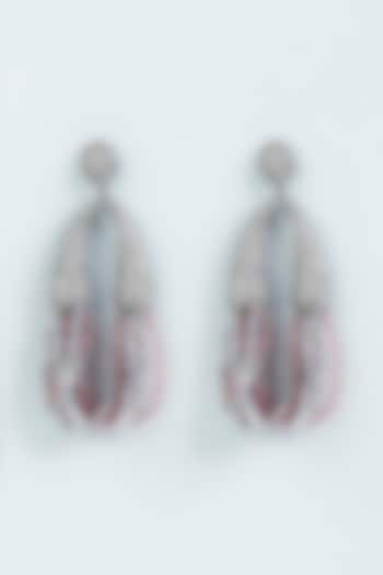 Red & Blue Beaded Dangler Earrings by Desi Bijouu