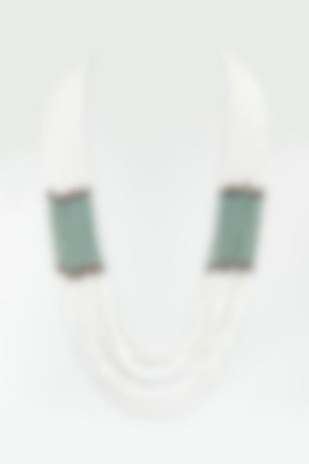 White & Green Beaded Necklace by Desi Bijouu