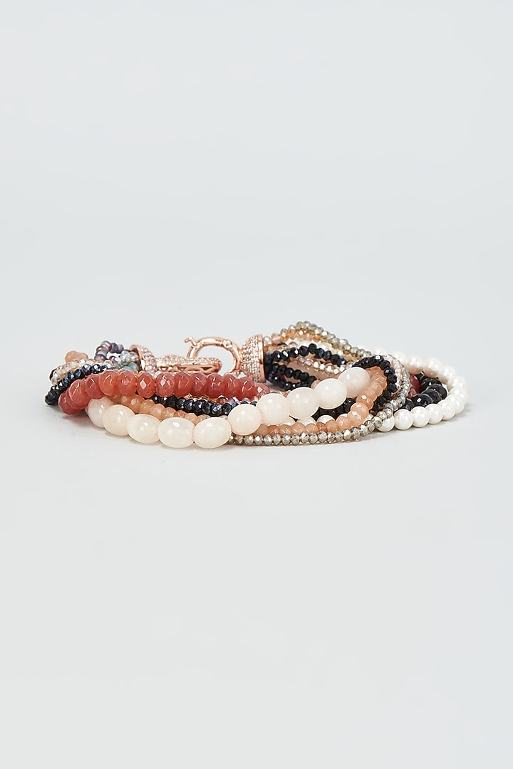 Rose Gold Finish Beaded Twisted Bracelet by Desi Bijouu at Pernia's Pop Up Shop