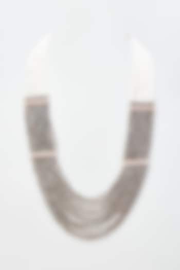 Rose Gold Finish Brown Crystal Layered Necklace by Desi Bijouu