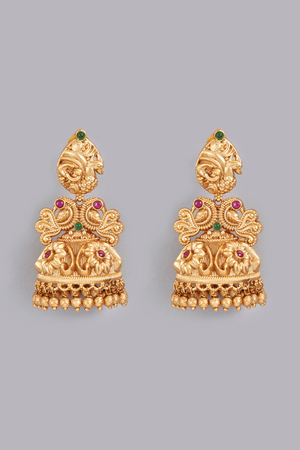 Elite Radha Krishna Frame Temple Design Stud Earrings for Women and Girls