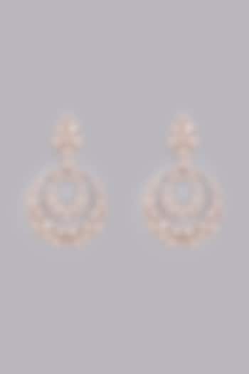 Rose Gold Finish Zircons Chandbali Earrings by Desi Bijouu