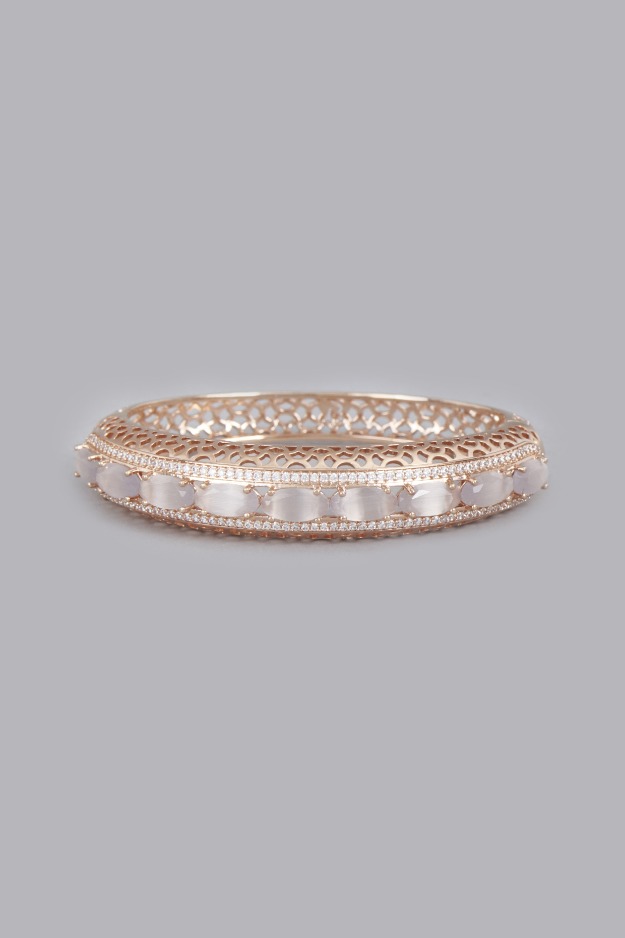 Rose Gold Finish Zircons Bracelet by Desi Bijouu