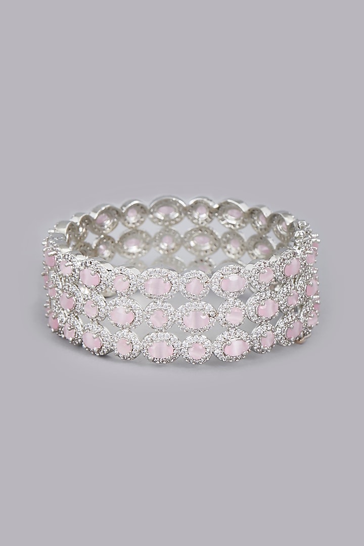 White Finish Pink Stones & Zircons Bracelet by Desi Bijouu