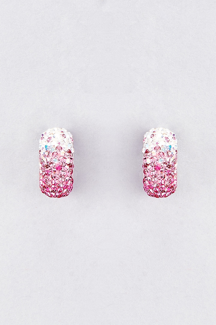 Pink Swarovski Hoop Earrings by Desi Bijouu