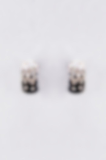 Black Swarovski Hoop Earrings by Desi Bijouu