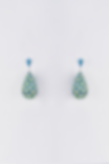 Green Swarovski Dangler Earrings by Desi Bijouu