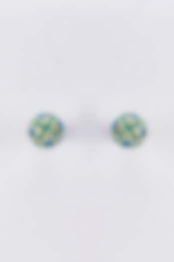Green Swarovski Stud Earrings by Desi Bijouu at Pernia's Pop Up Shop