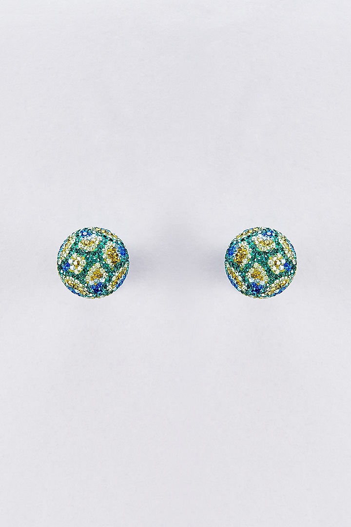 Green Swarovski Stud Earrings by Desi Bijouu at Pernia's Pop Up Shop